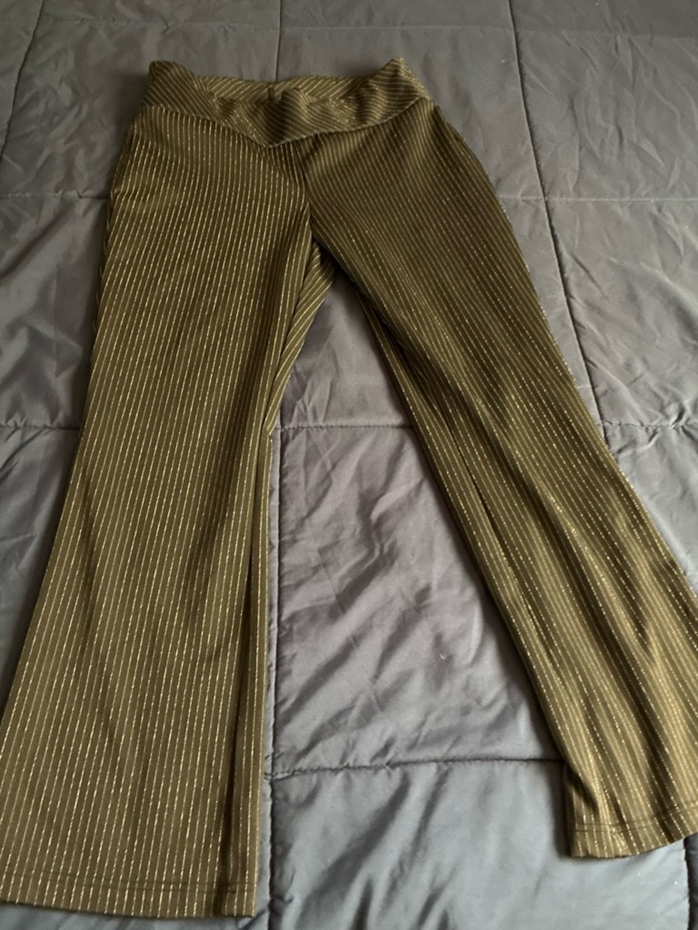 Women's black Metallic Pinstripe Flare Pants